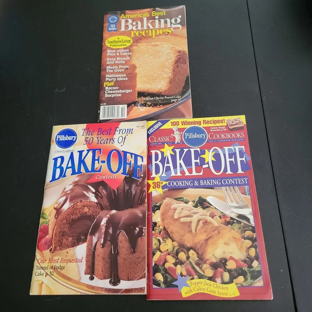 Three Vintage Cookbooks on baking 2 Pillsbury and 1 Southern‎ Living